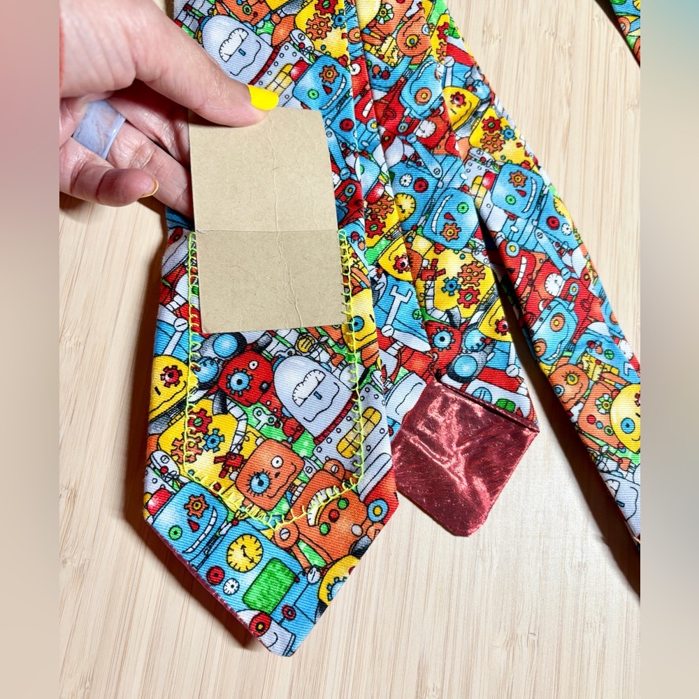 Handmade! Colorful Networking Robot Pattern Tie